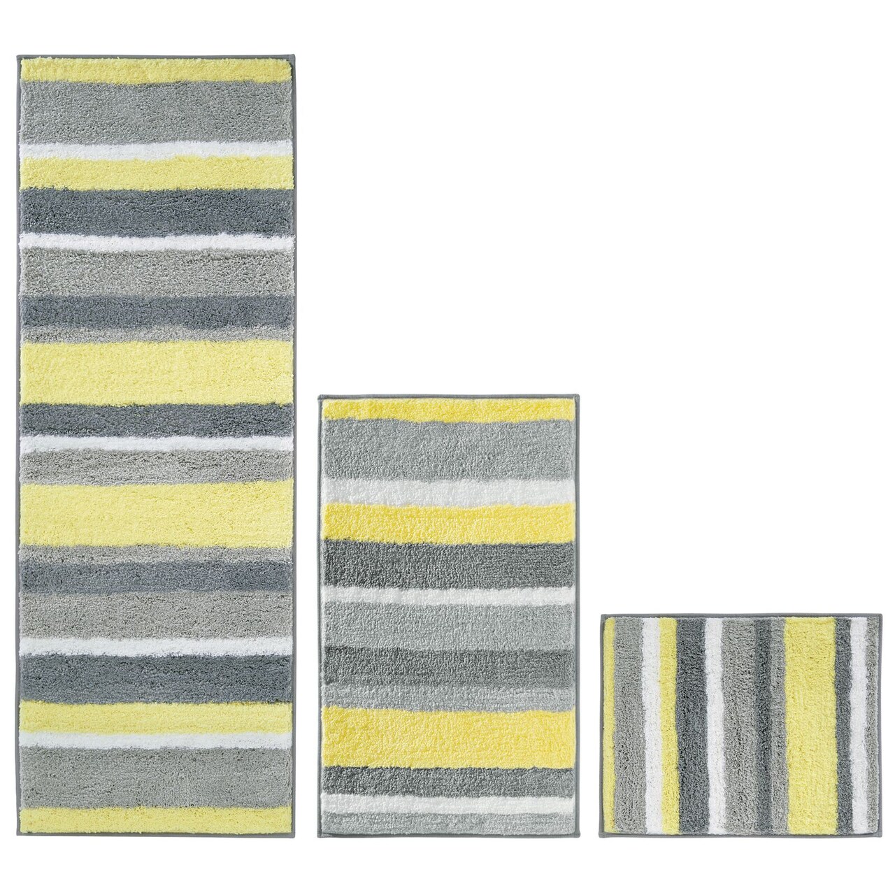 mDesign Striped Microfiber Bathroom Spa Mat Rugs/Runner, Set of 3